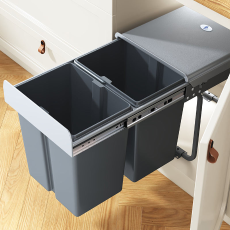 Under-Cabinet Pull-Out Double Trash Bin (400mm, 20L + 20L)